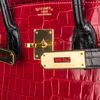 Hermès Birkin 35 Special Order HSS Braise / Black Lisse Crocodile Porosus GHW