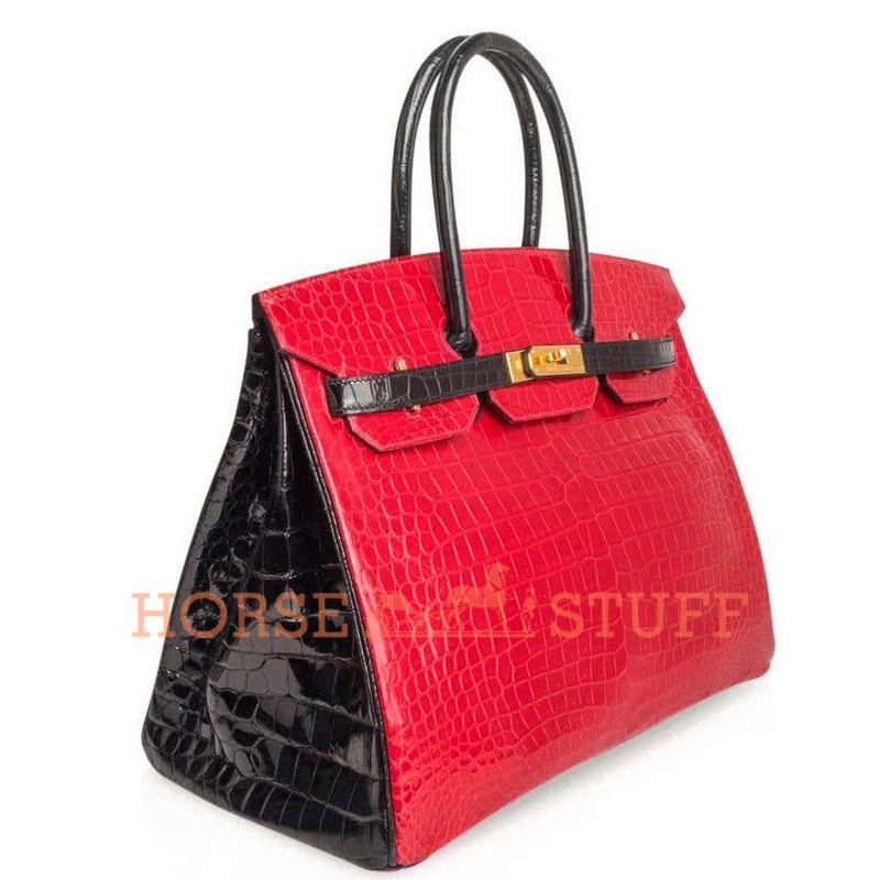 Hermès Birkin 35 Special Order HSS Braise / Black Lisse Crocodile Porosus GHW