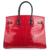 Hermès Birkin 35 Special Order HSS Braise / Black Lisse Crocodile Porosus GHW