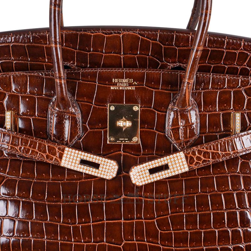 Hermès Birkin 35 Miel Lisse Crocodile Porosus Yellow 18K Gold, Diamonds