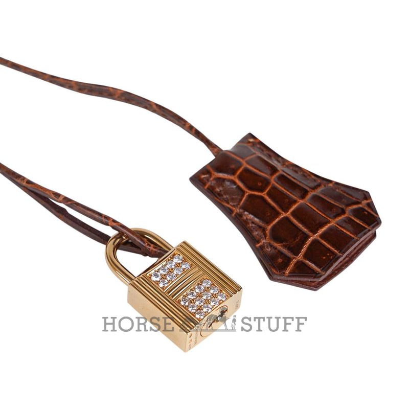 Hermès Birkin 35 Miel Lisse Crocodile Porosus Yellow 18K Gold, Diamonds