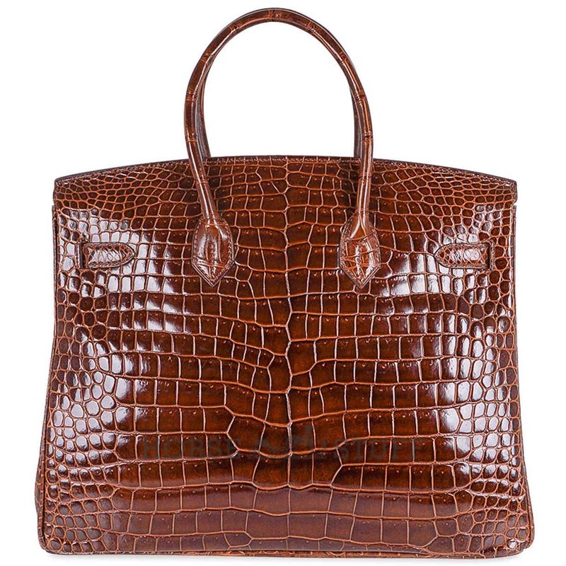 Hermès Birkin 35 Miel Lisse Crocodile Porosus Yellow 18K Gold, Diamonds