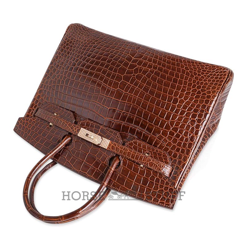 Hermès Birkin 35 Miel Lisse Crocodile Porosus Yellow 18K Gold, Diamonds