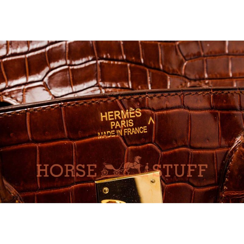 Hermès Birkin 35 Miel Lisse Crocodile Porosus GHW