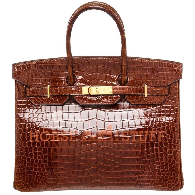 Hermès Birkin 35 Miel Lisse Crocodile Porosus GHW