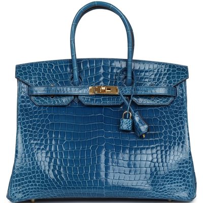 HERMÈS BIRKIN 35 Mykonos Shiny CROCODILE POROSUS GHW