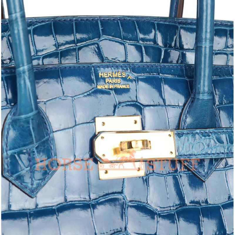 HERMÈS BIRKIN 35 Mykonos Shiny CROCODILE POROSUS GHW