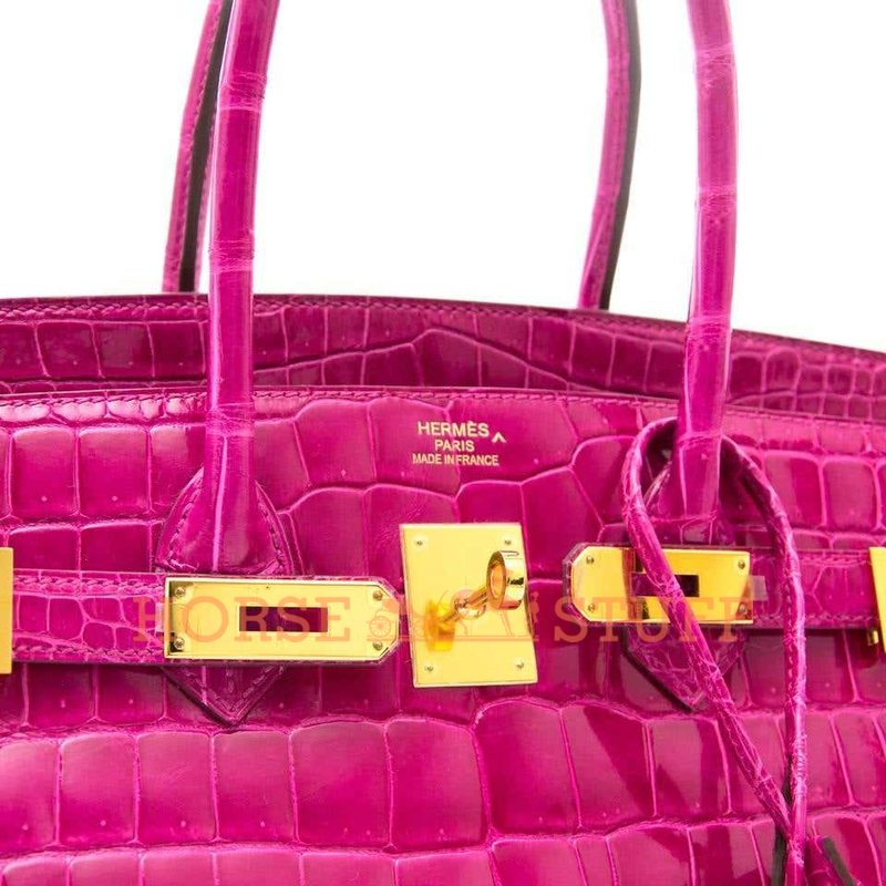 Hermès Birkin 35 Rose Scheherazade Lisse Crocodile Porosus GHW