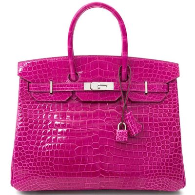 Hermès Birkin 35 Rose Scheherazade Lisse Crocodile Porosus PHW