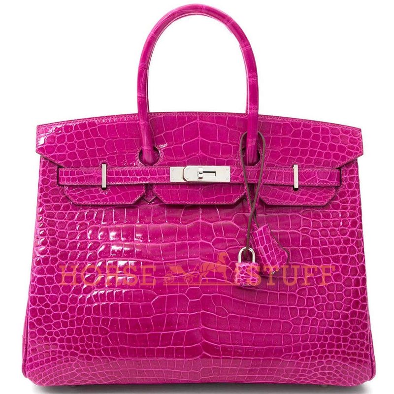 Hermès Birkin 35 Rose Scheherazade Lisse Crocodile Porosus PHW