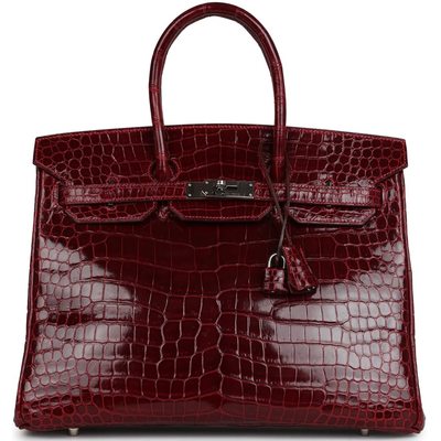 HERMÈS BIRKIN 35 Rouge H Shiny CROCODILE POROSUS PHW