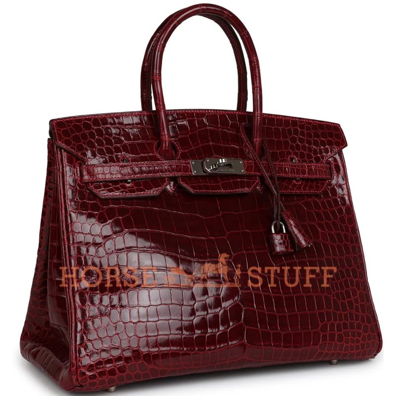 HERMÈS BIRKIN 35 Rouge H Shiny CROCODILE POROSUS PHW