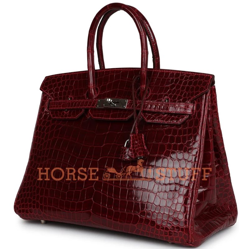 HERMÈS BIRKIN 35 Rouge H Shiny CROCODILE POROSUS PHW