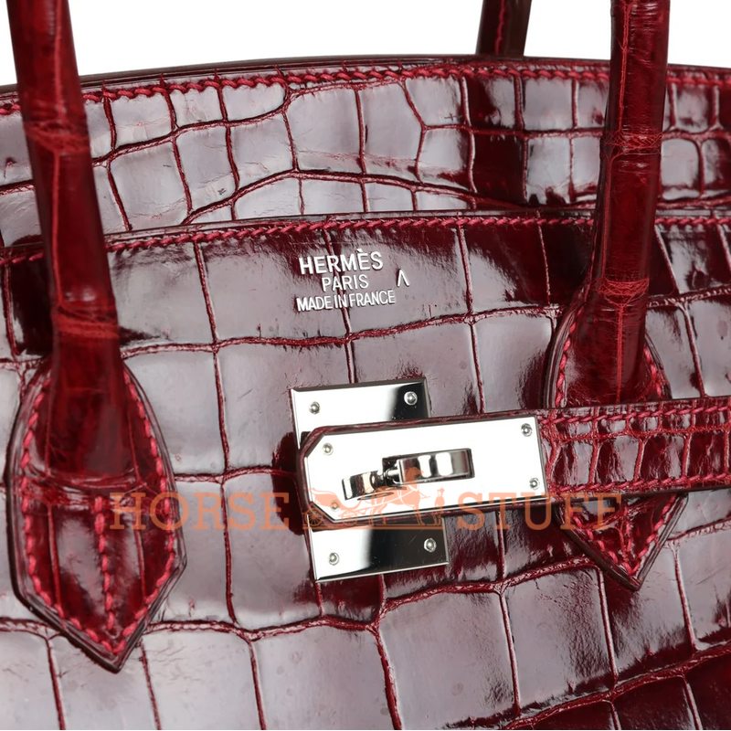 HERMÈS BIRKIN 35 Rouge H Shiny CROCODILE POROSUS PHW