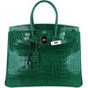 Hermès Birkin 35 Vert Emerald Lisse Crocodile Porosus PHW