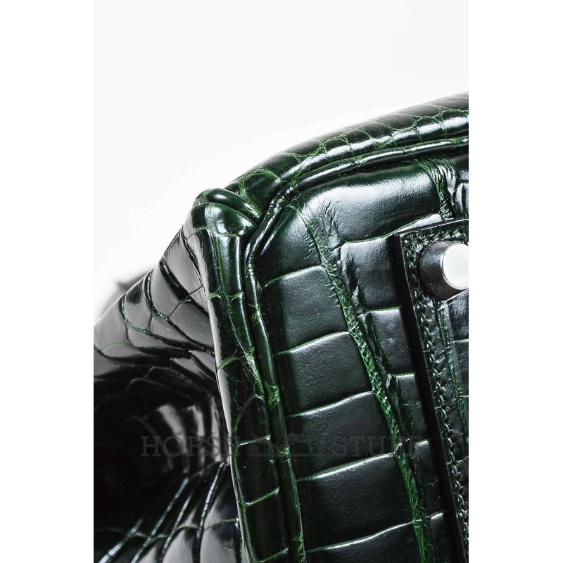Hermès Birkin 35 Vert Fonce Lisse Crocodile Porosus PHW