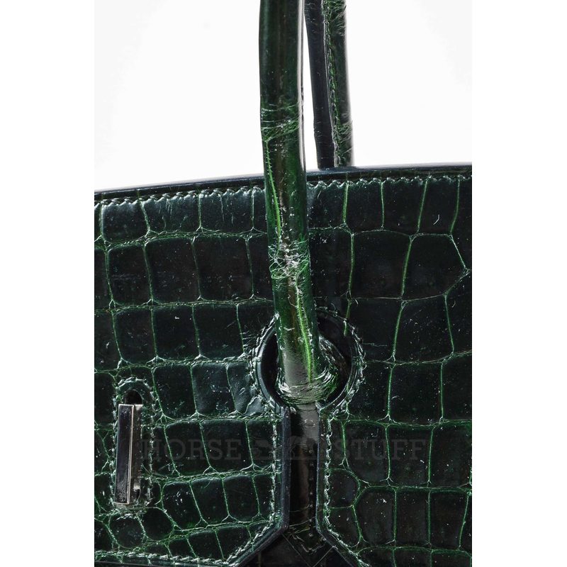 Hermès Birkin 35 Vert Fonce Lisse Crocodile Porosus PHW