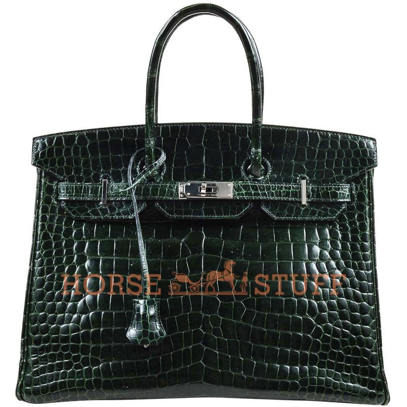 Hermès Birkin 35 Vert Fonce Lisse Crocodile Porosus PHW