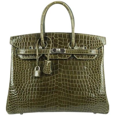 Hermès Birkin 35 Vert Vert Veronese Lisse Crocodile Porosus PHW