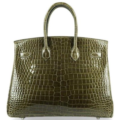 Hermès Birkin 35 Vert Vert Veronese Lisse Crocodile Porosus PHW