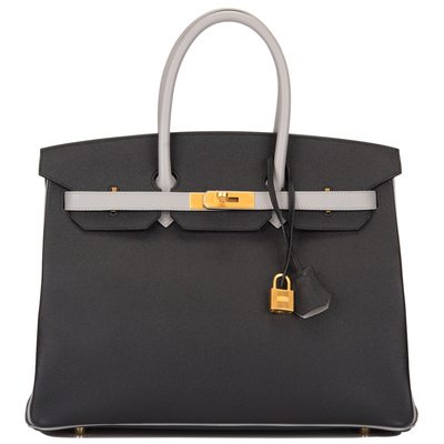 Hermès Birkin 35 Special Order HSS Black / Gris Mouette Epsom BGHW