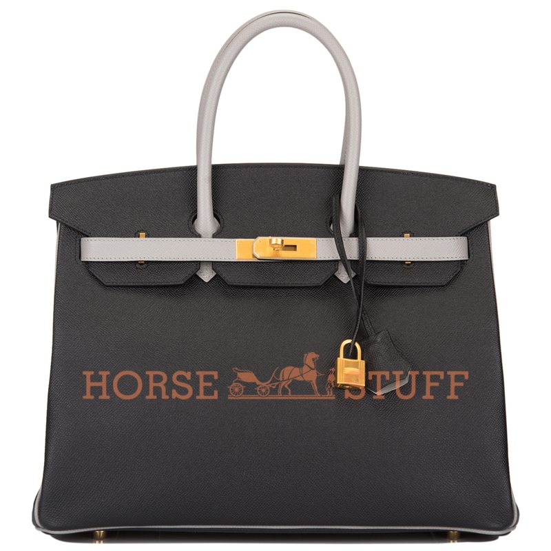 Hermès Birkin 35 Special Order HSS Black / Gris Mouette Epsom BGHW