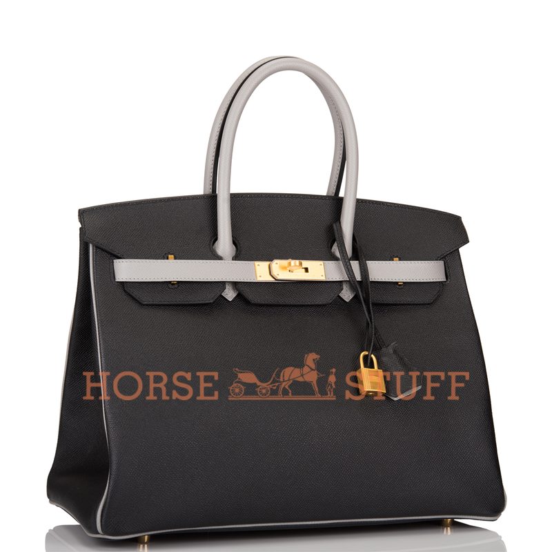 Hermès Birkin 35 Special Order HSS Black / Gris Mouette Epsom BGHW