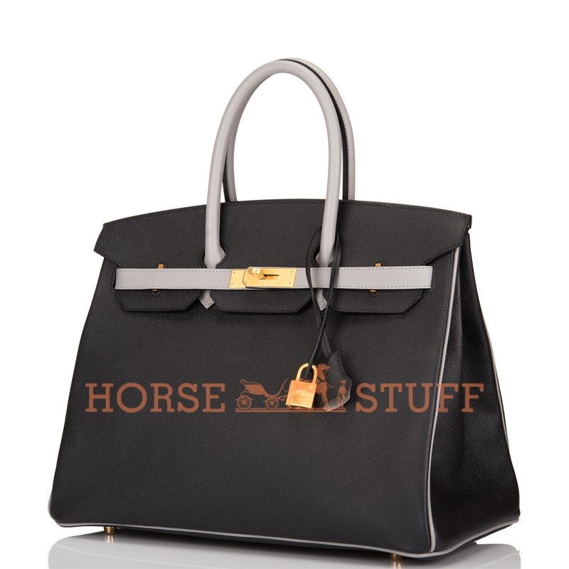 Hermès Birkin 35 Special Order HSS Black / Gris Mouette Epsom BGHW