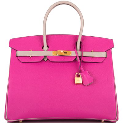 Hermès Birkin 35 Special Order HSS Rose Pourpre / Gris Asphalt Epsom BGHW