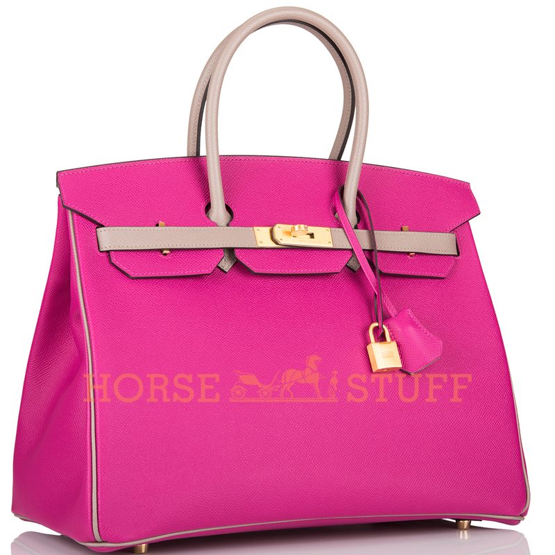 Hermès Birkin 35 Special Order HSS Rose Pourpre / Gris Asphalt Epsom BGHW