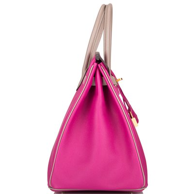Hermès Birkin 35 Special Order HSS Rose Pourpre / Gris Asphalt Epsom BGHW