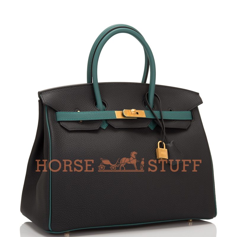 Hermès Birkin 35 Special Order HSS Black / Malachite Togo BGHW