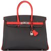 Hermès Birkin 35 Special Order HSS Black / Vermillion Togo BPHW