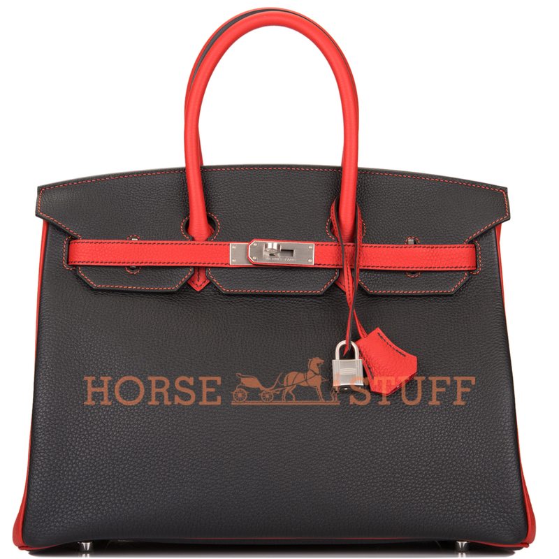 Hermès Birkin 35 Special Order HSS Black / Vermillion Togo BPHW