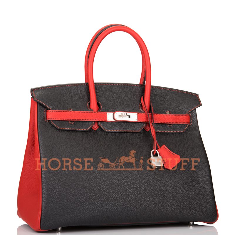 Hermès Birkin 35 Special Order HSS Black / Vermillion Togo BPHW