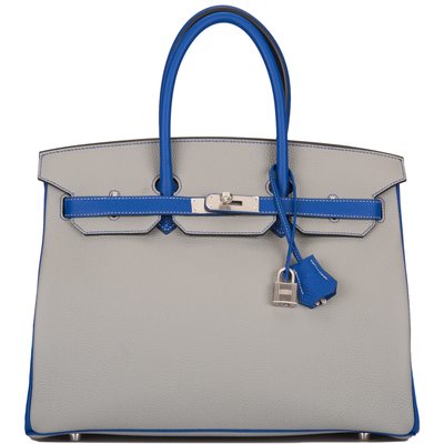 Hermès Birkin 35 Special Order HSS Gris Mouette / Blue Electique Togo BPHW