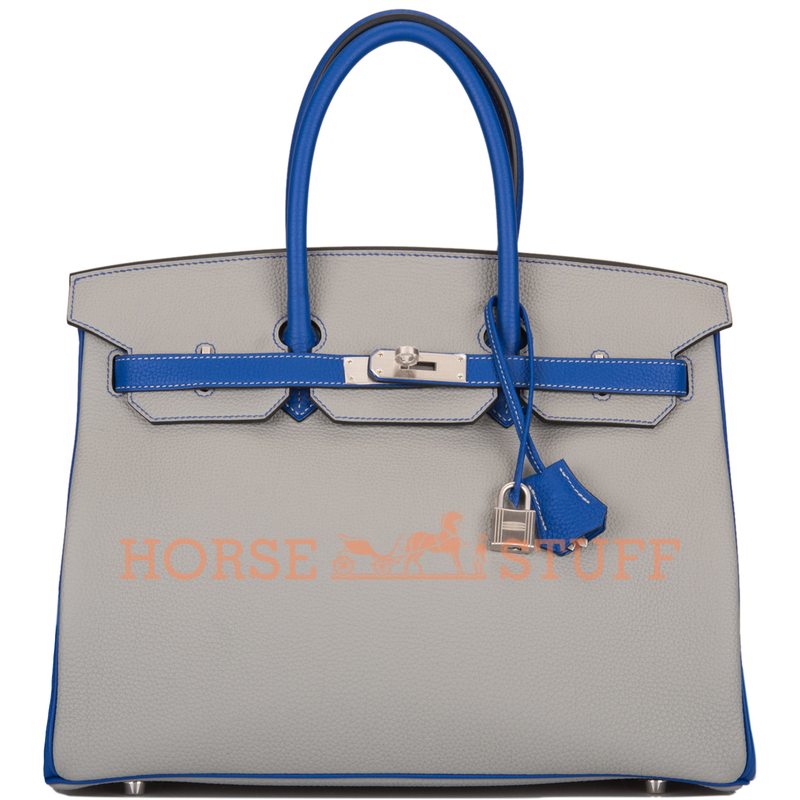 Hermès Birkin 35 Special Order HSS Gris Mouette / Blue Electique Togo BPHW