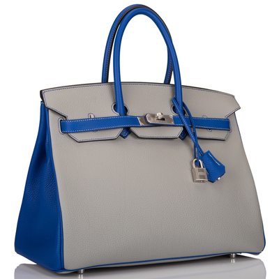 Hermès Birkin 35 Special Order HSS Gris Mouette / Blue Electique Togo BPHW