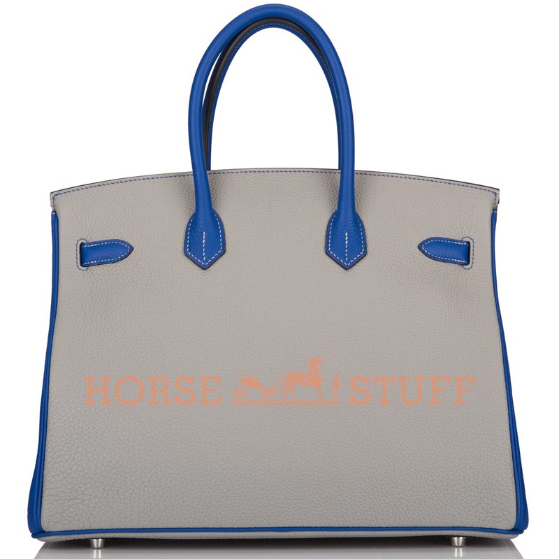 Hermès Birkin 35 Special Order HSS Gris Mouette / Blue Electique Togo BPHW