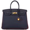 Hermès Birkin 35 Special Order HSS Verso Blue Nuit / Vermillion Togo GHW