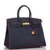 Hermès Birkin 35 Special Order HSS Verso Blue Nuit / Vermillion Togo GHW