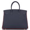 Hermès Birkin 35 Special Order HSS Verso Blue Nuit / Vermillion Togo GHW