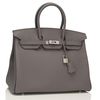 Hermès Birkin 35 Special Order HSS Verso Etain / Blue Nuit Togo PHW