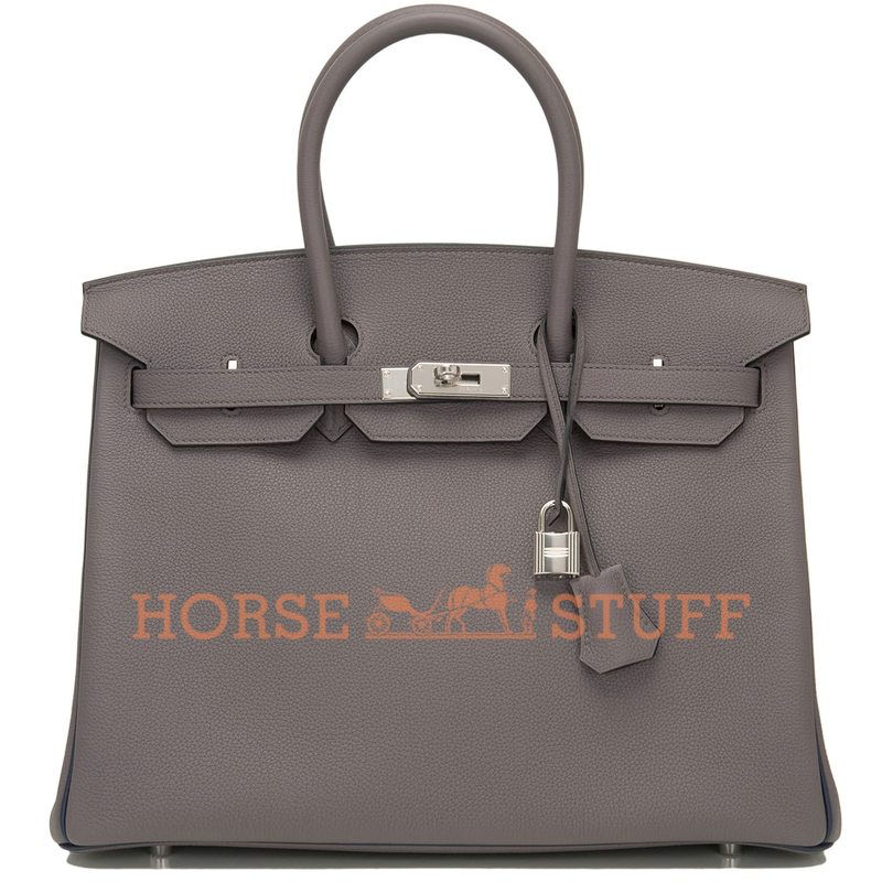 Hermès Birkin 35 Special Order HSS Verso Etain / Blue Nuit Togo PHW