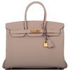 Hermès Birkin 35 Special Order HSS Verso with Contrast Stitching Gris Tourterelle / Rose Confetti Togo BGHW