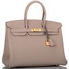 Hermès Birkin 35 Special Order HSS Verso with Contrast Stitching Gris Tourterelle / Rose Confetti Togo BGHW