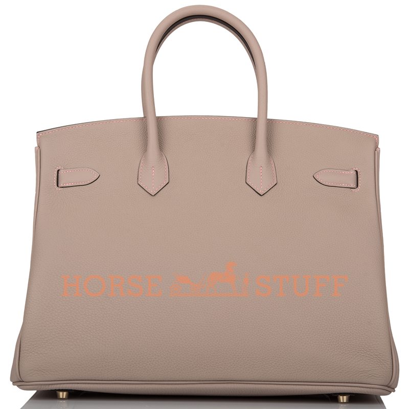 Hermès Birkin 35 Special Order HSS Verso with Contrast Stitching Gris Tourterelle / Rose Confetti Togo BGHW