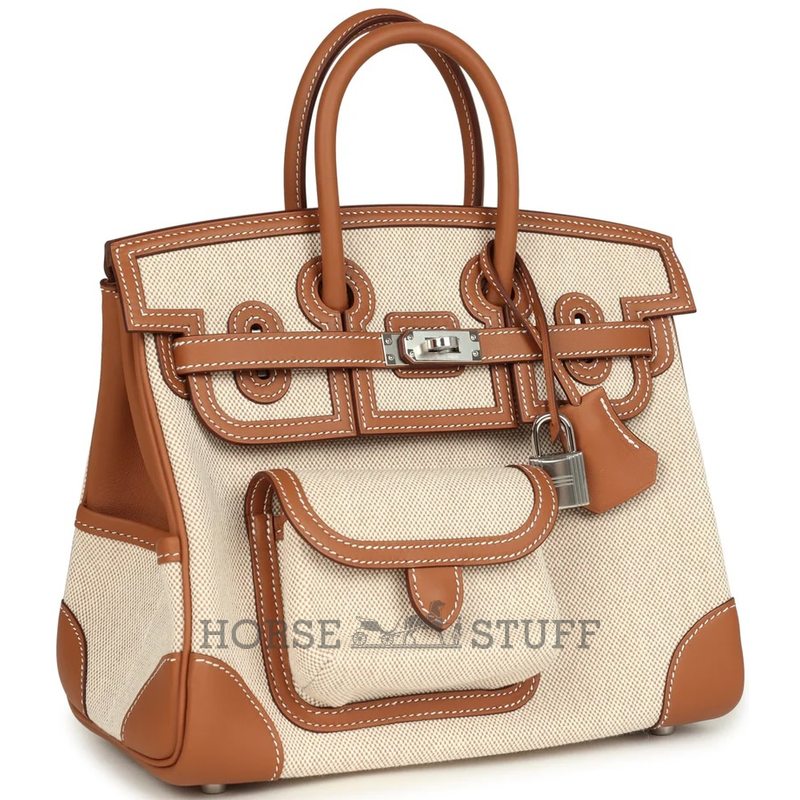 Hermès Birkin Cargo 25 Ecru - Beige Toile / Gold Swift PHW
