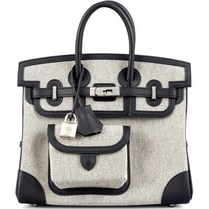 Hermès Birkin Cargo 25 Ecru Toile / Black Swift PHW