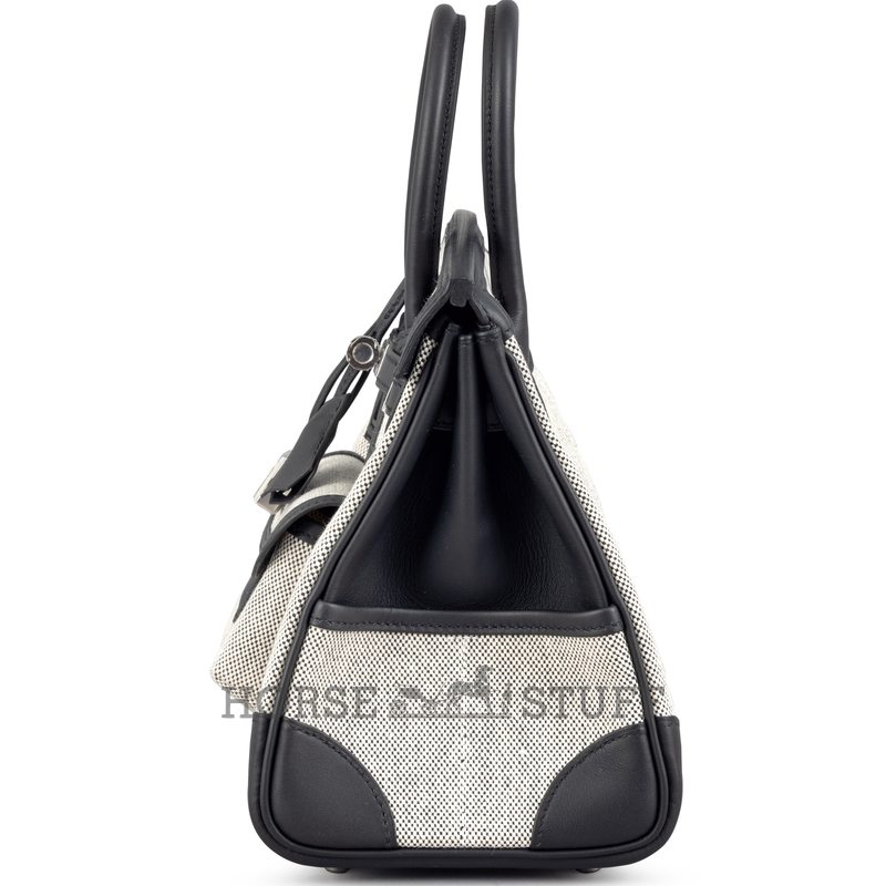 Hermès Birkin Cargo 25 Ecru Toile / Black Swift PHW